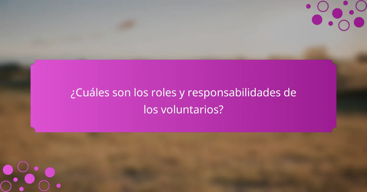 ¿Cuáles son los roles y responsabilidades de los voluntarios?