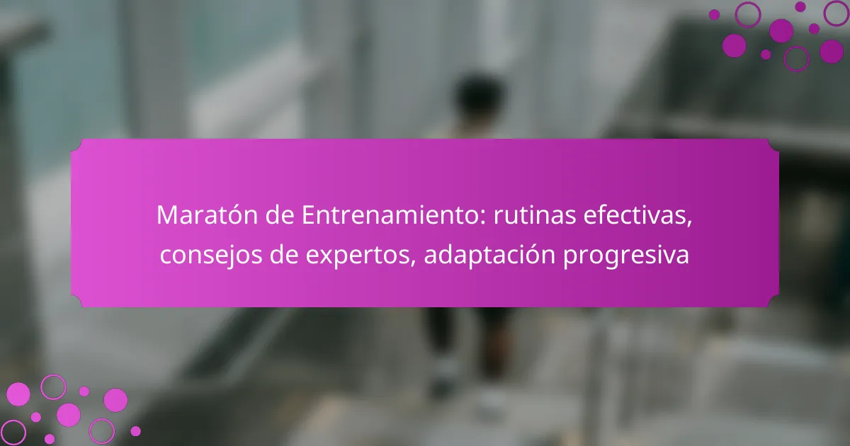 Maratón de Entrenamiento: rutinas efectivas, consejos de expertos, adaptación progresiva