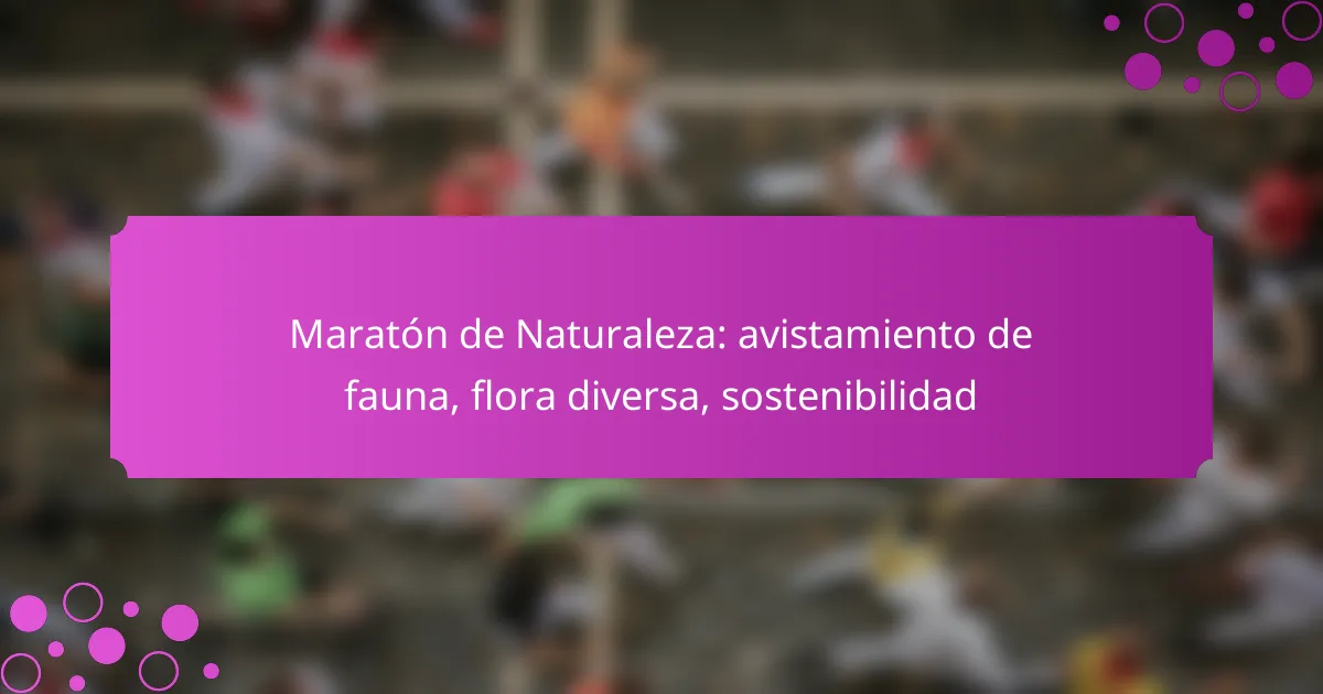 Maratón de Naturaleza: avistamiento de fauna, flora diversa, sostenibilidad