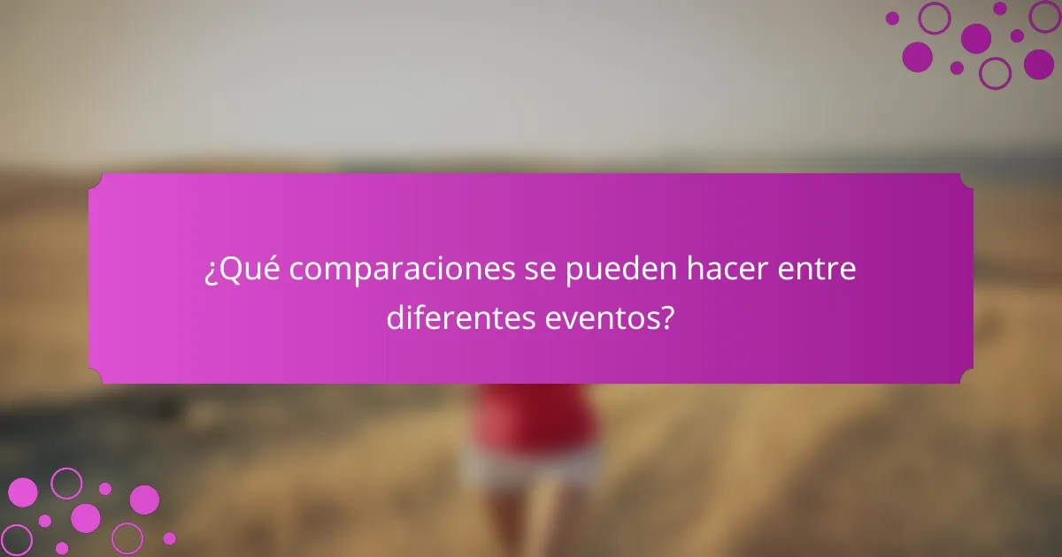 ¿Qué comparaciones se pueden hacer entre diferentes eventos?