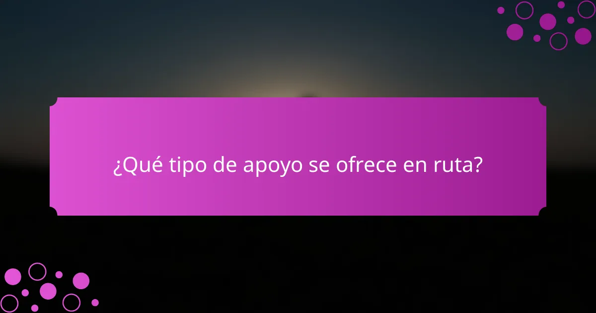 ¿Qué tipo de apoyo se ofrece en ruta?